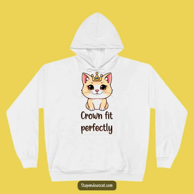 Funny Cozy Crown Cat Hoodie: Royal Feline Comfort, Warm Gift