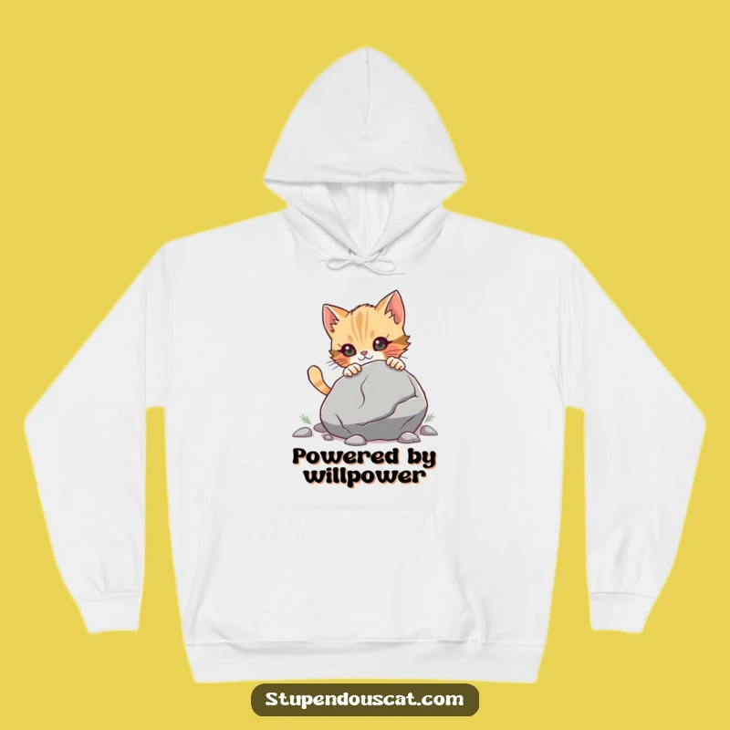 Funny Determined Cat Cub Boulder Hoodie - Cozy Strength & Humorous Drive