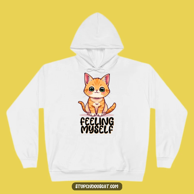 Funny Orange Cat Regal Pose Hoodie - Cozy Proud Tabby Sweatshirt Gift