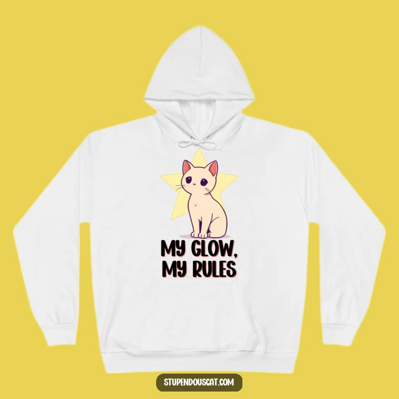 Funny Star Cat Hoodie - Silhouette Glow, Cozy Celestial Wear Gift