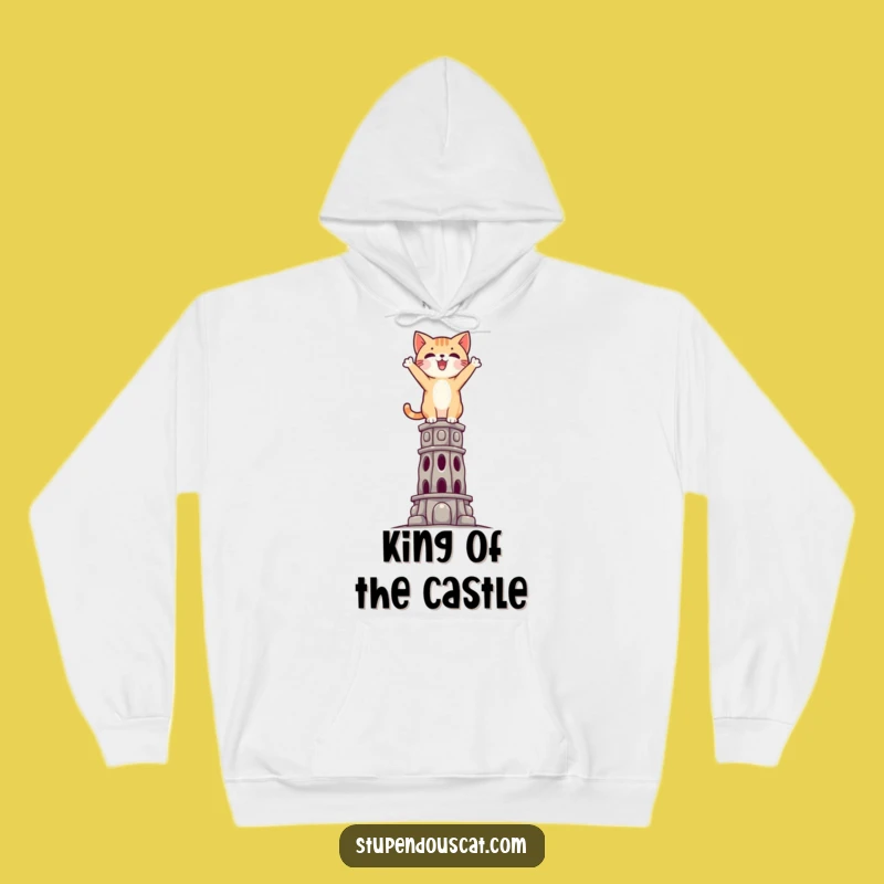 Funny Triumphant Cat Hoodie: Warm Gift for Champions Who Scale Impossible Heights