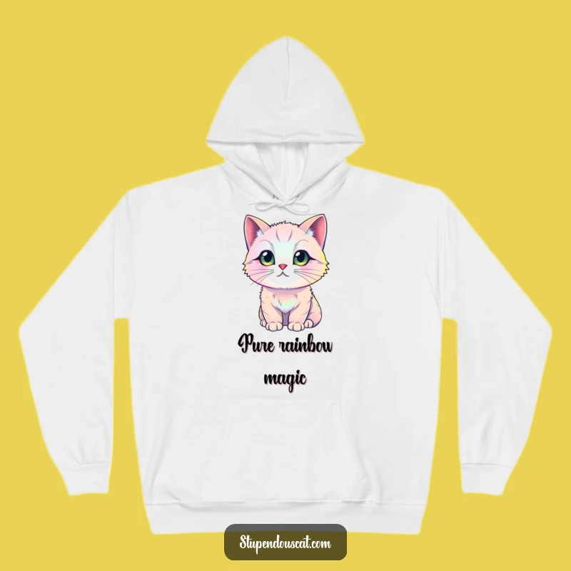 Funny Iridescent Cat Hoodie: Shimmering Style - Cozy & Vibrant Gift