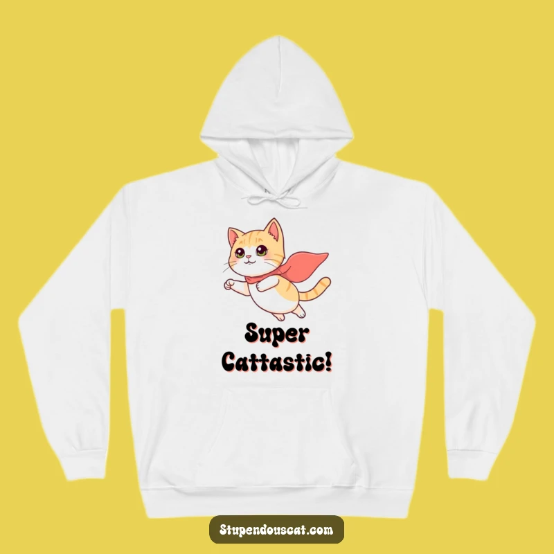 Cozy Funny Flying Cat Hoodie - Heroic Cape Wear for Warm, Playful Moments