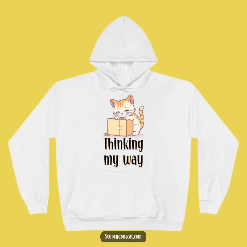 Funny Clever Cat Puzzle Hoodie - Cozy and Comical Intelligent Feline Apparel