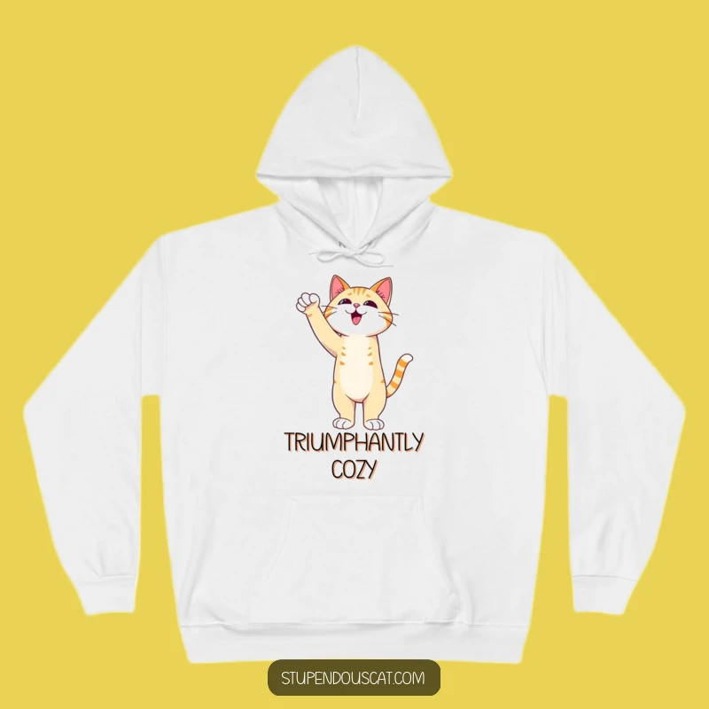 Triumphant Cat Paw Hoodie - Admirable Feline Victory Cozy Apparel Gift