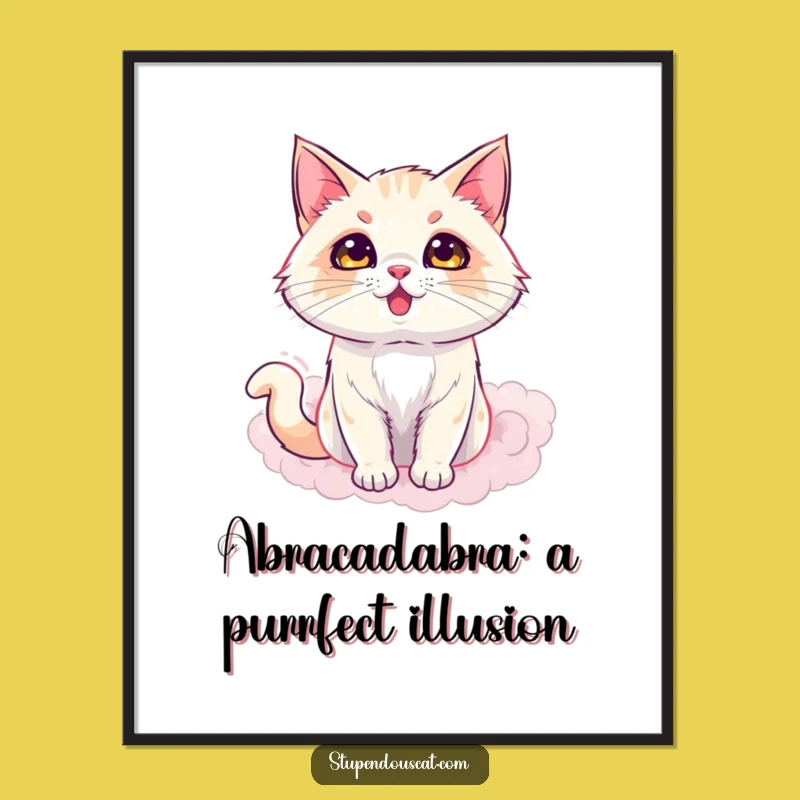 Funny Free Printable Wall Art: Dazzling Magic Cat, Downloadable Art Decor