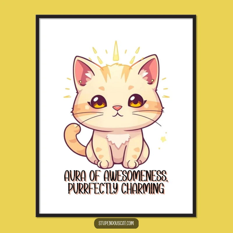 Free Printable Wall Art: Charming Aura Cat, Glamorous Decor