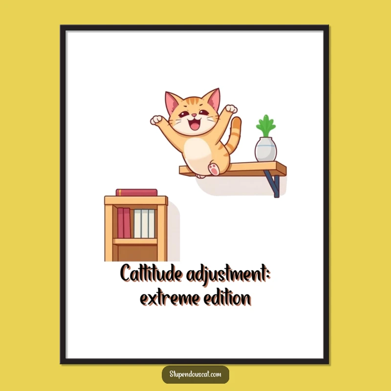Free Printable Wall Art: Funny Cat Leap - Hilarious Downloadable Home Decor