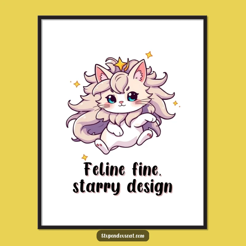Free Printable Wall Art: Majestic Star Cat Leaping into Your Dreams