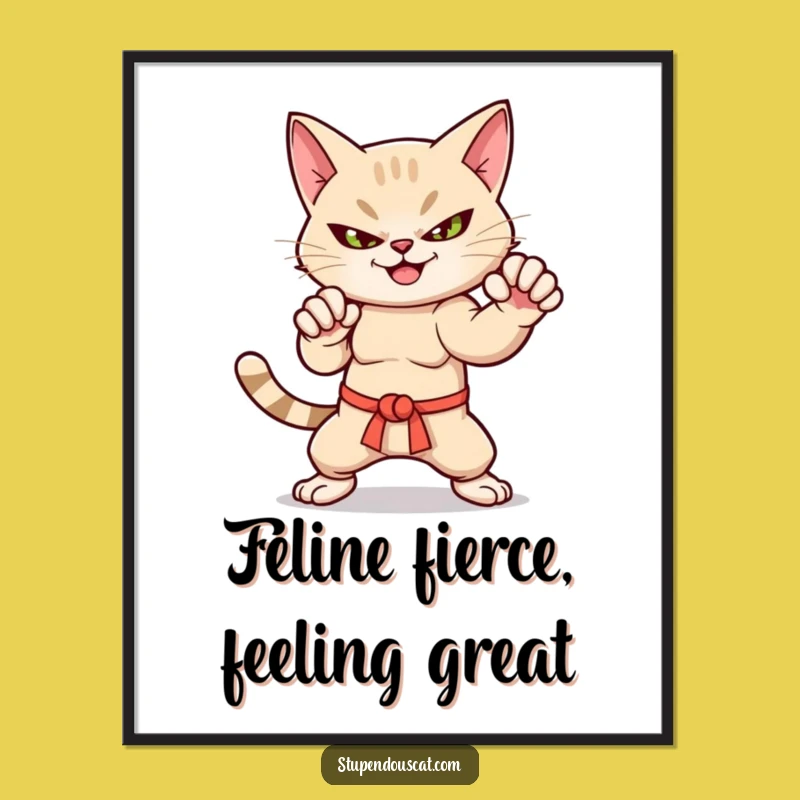 Free Printable Wall Art Cat Martial Arts Smirk Funny Downloadable