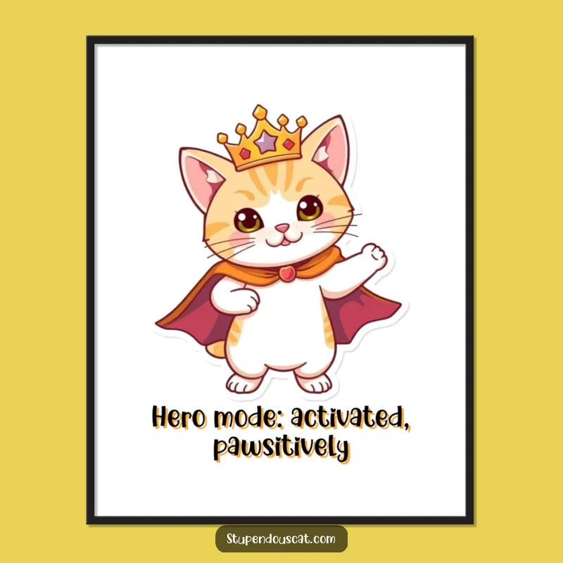 Free Printable Wall Art: Heroic Cat Striking a Majestic Pose!