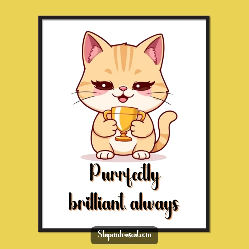 Free Printable Wall Art Smug Cat Trophy Funny Downloadable Decor