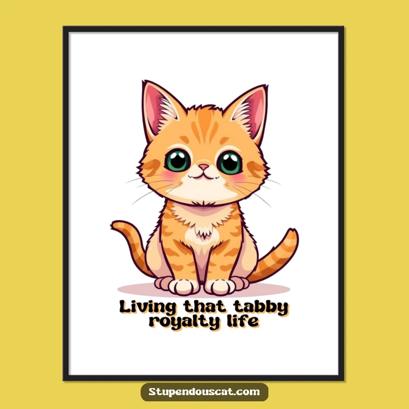 Funny Free Printable Cat Wall Art - Regal Tabby Downloadable Decor