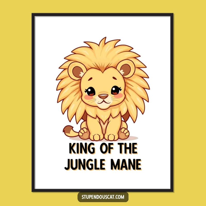 Funny Free Printable Lion Cub Wall Art - Big Mane Downloadable Roaring Decor