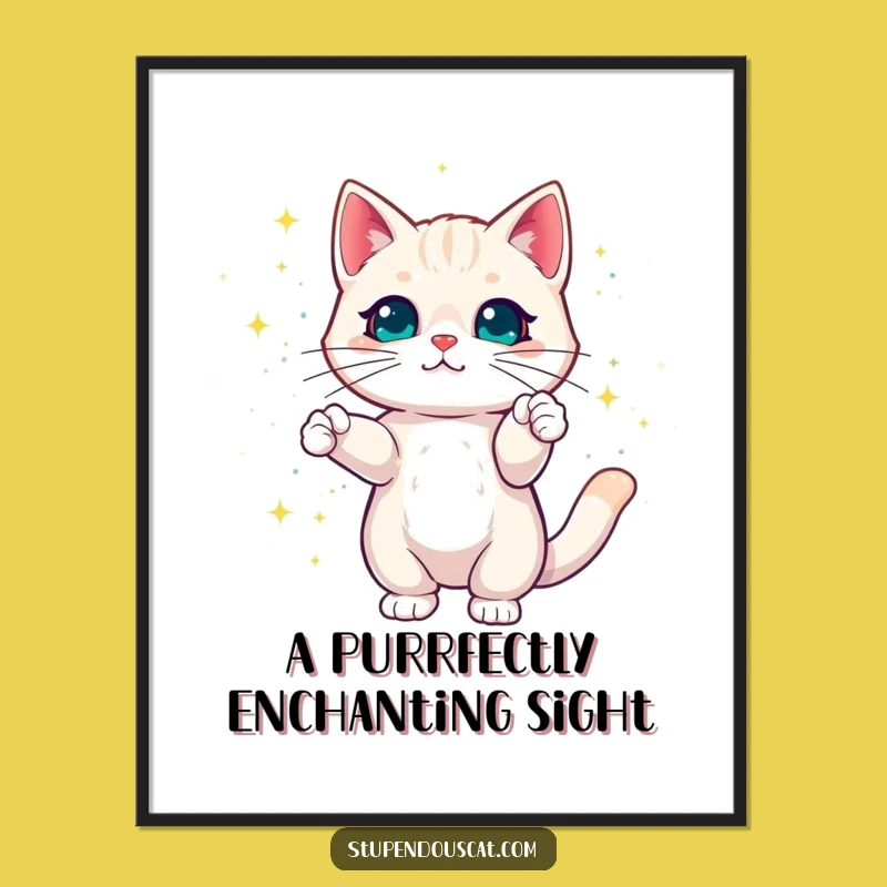 Funny Free Printable Wall Art: Magical Sparkle Cat - Downloadable Decor