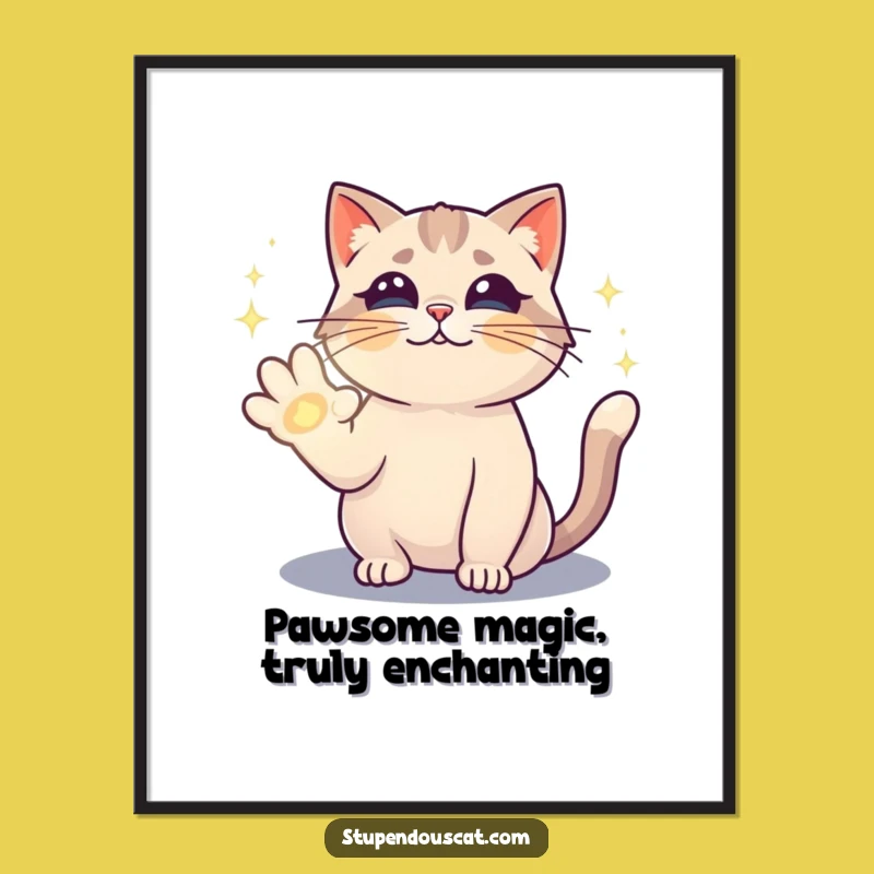 Free Printable Magical Cat Wall Art - Enchanting Feline Downloadable Decor