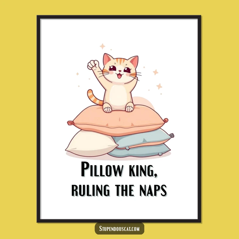 Free Printable Triumphant Cat Wall Art - Heroic Feline Downloadable Decor