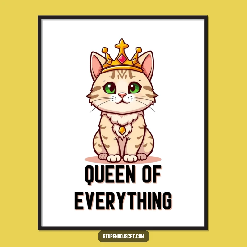 Free Printable Wall Art: Regal Cat Crown, Funny Downloadable Decor