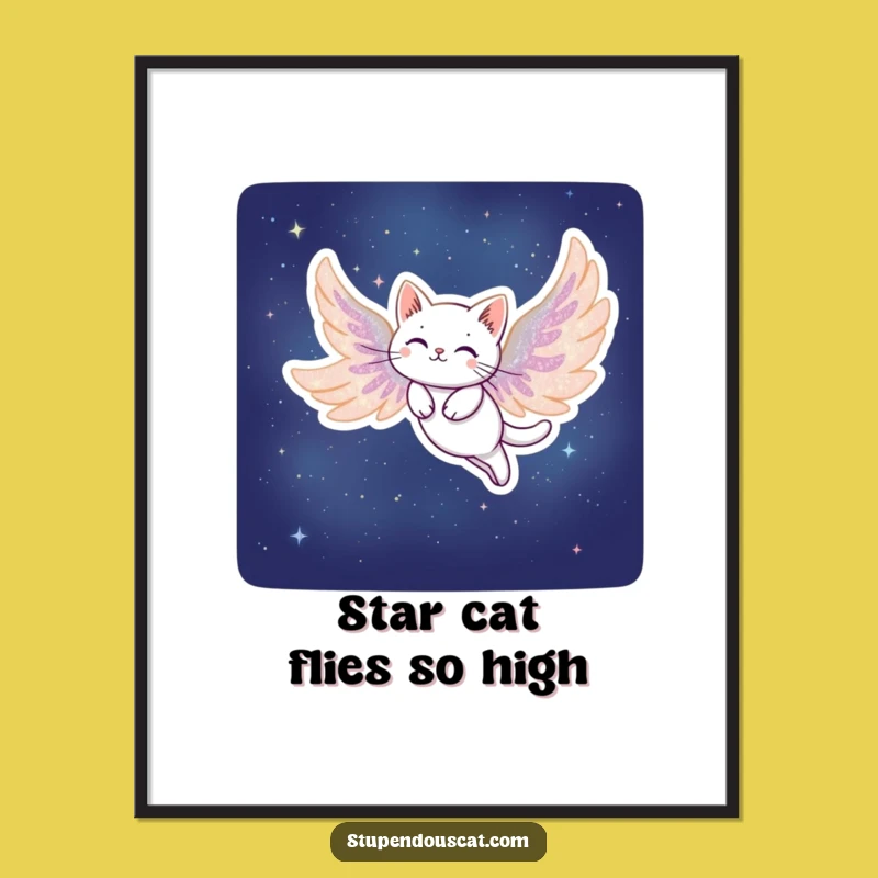 Free Printable Wall Art: Stardust Cat, Night Sky Downloadable Cat Art