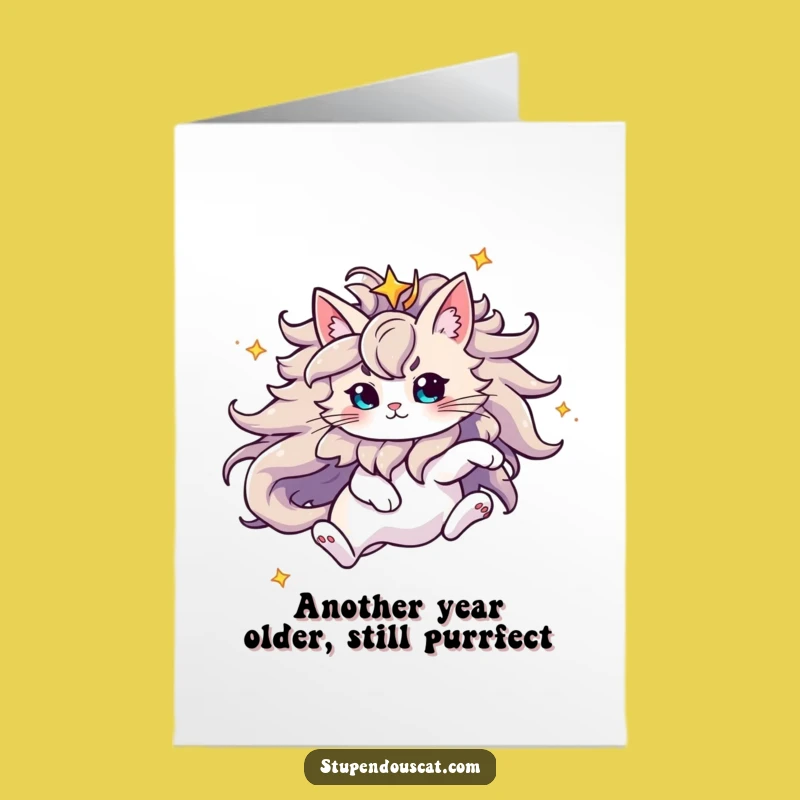 Free Printable Birthday Card: Majestic Star Cat Card for Cat Lovers