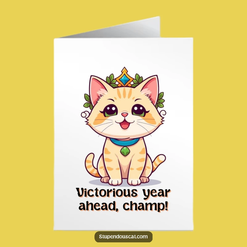 Free Printable Birthday Card: Champion Cat Victor Greeting, Funny Downloadable Gift
