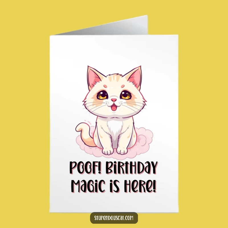 Free Printable Birthday Card: Dazzling Magic Cat, Downloadable DIY Gift Humor