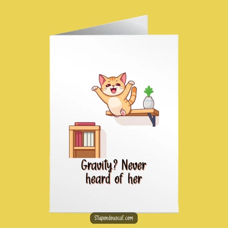 Free Printable Birthday Card: Funny Cat Leap - Hilarious Downloadable Gift