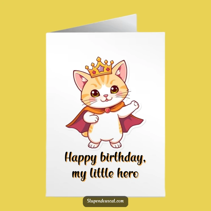 Free Printable Birthday Card: Heroic Cat for a Super Birthday!