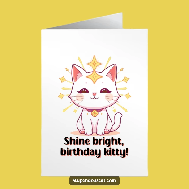 Free Printable Birthday Card: Radiant Star Cat for a Magical Birthday