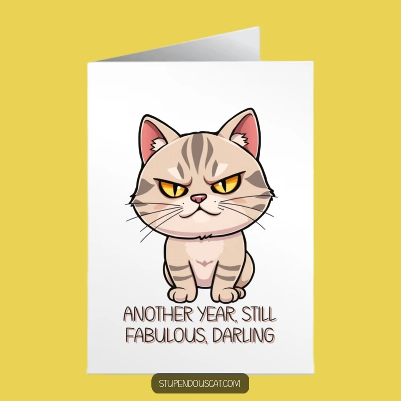 Free Printable Birthday Card: Smug Cat Pose, Downloadable Funny Birthday Surprise