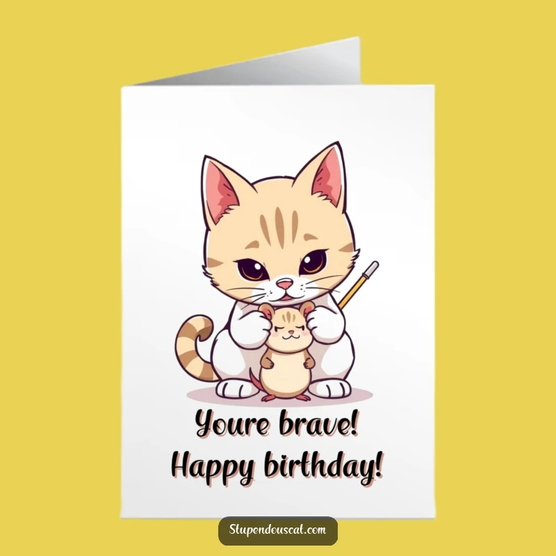 Free Printable Birthday Card: Valiant Cat Guardian, Downloadable DIY Gift Humor