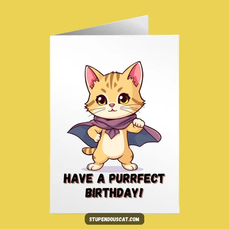 Free Printable Heroic Cat Birthday Card - Proud Cub Downloadable Gift