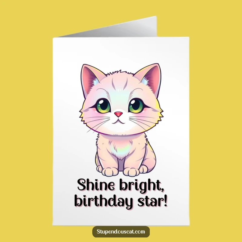Free Printable Iridescent Cat Birthday Card - Shimmering Downloadable Gift For Fans