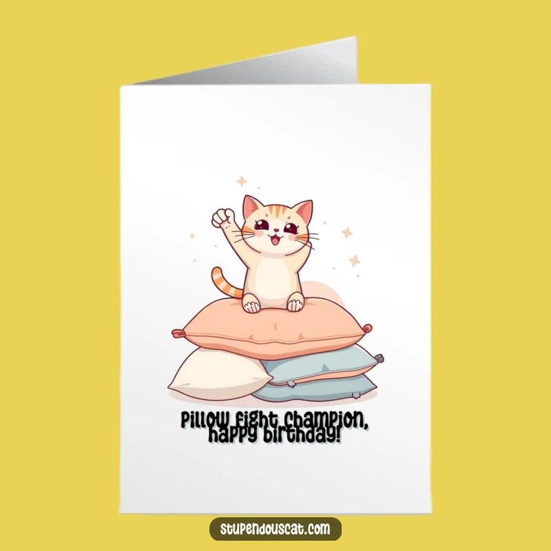 Free Printable Triumphant Cat Birthday Card - Heroic Feline Downloadable Gift
