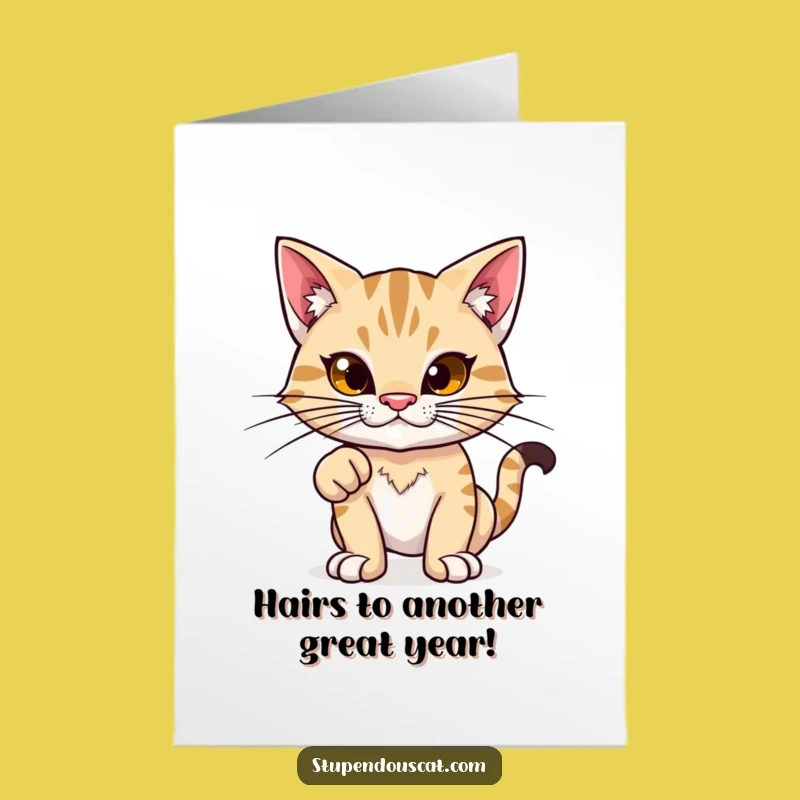 Free Printable Birthday Card: Proud Cat Power Stance, Downloadable Funny Gift