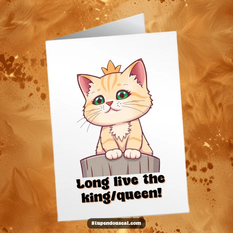 Funny Free Printable Birthday Card: A regal cat with a superior look, observing from a high perch on a birthday.