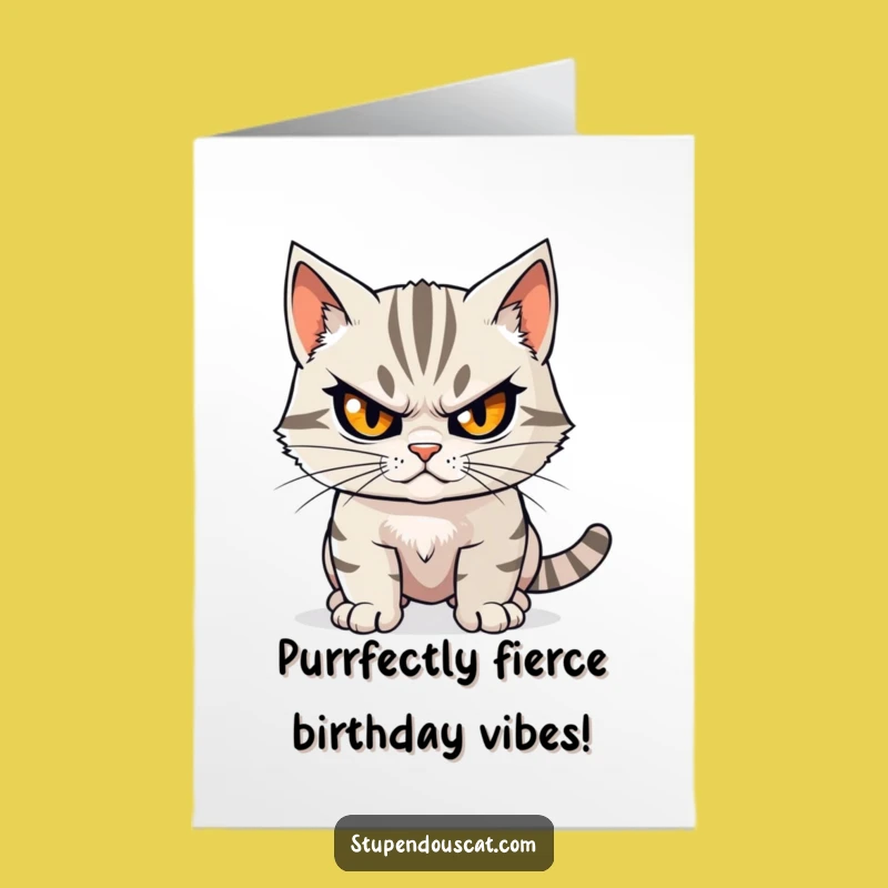 Free Printable Birthday Card: Determined Cat Mission - Funny Downloadable Gift