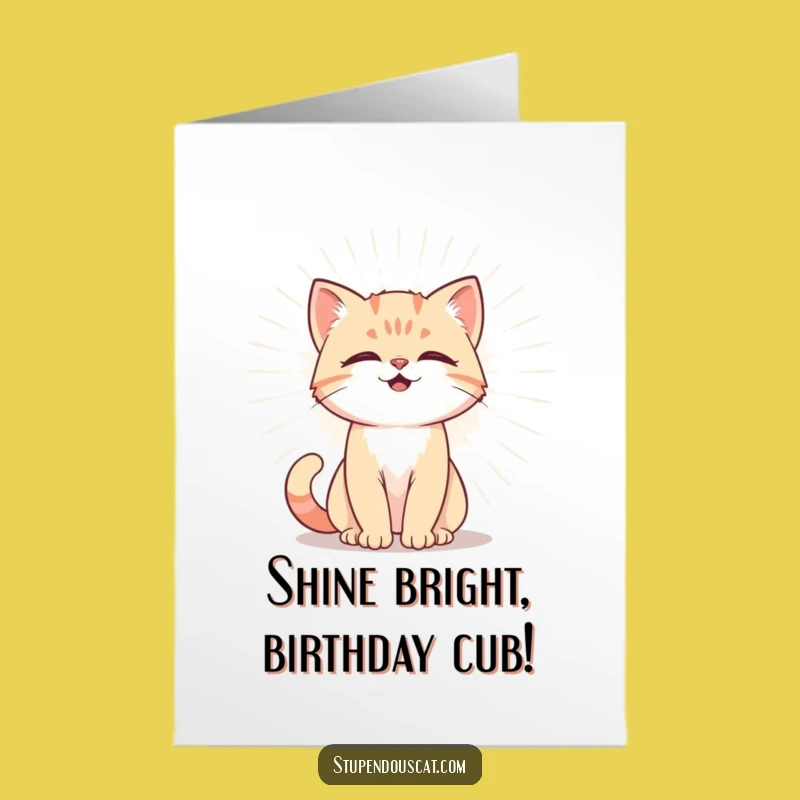 Free Printable Birthday Card: Powerful Cat Cub Aura Funny Downloadable Gift
