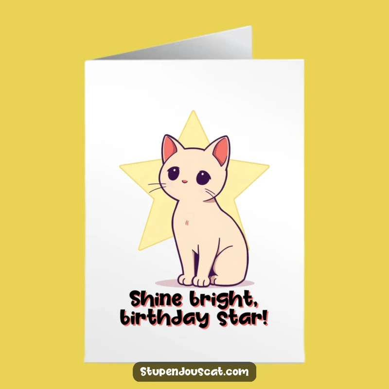 Free Printable Birthday Card: Star Cat silhouette, perfect magical downloadable gift!
