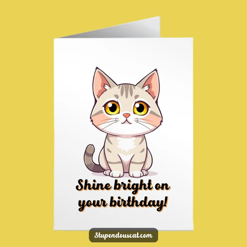Free Printable Birthday Card: Glowing Eyes Cat, Confident Humor for a Bold Year