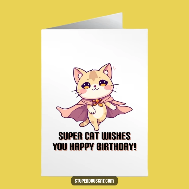 Free Printable Funny Birthday Card: Majestic Flying Cat, Downloadable DIY Gift