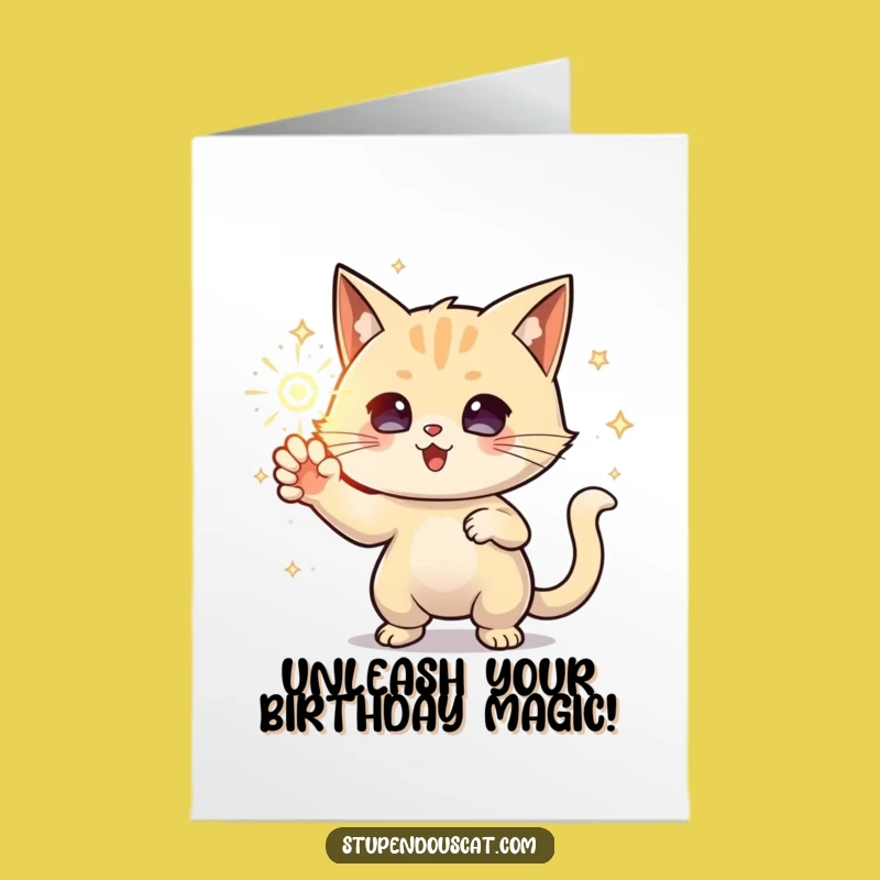 Free Printable Birthday Card: Powerful Cat Conjuring Birthday Magic