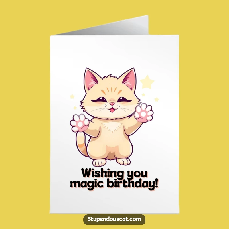 Free Printable Birthday Card: Magical Cat Energy, Funny Downloadable Gift