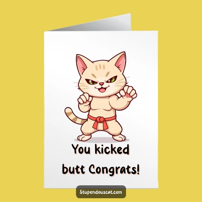 Free Printable Congrats Card Cat Martial Arts Humorous Downloadable