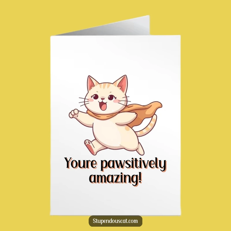 Free Printable Congrats Card: Dynamic Cat superhero, amazing downloadable gift!