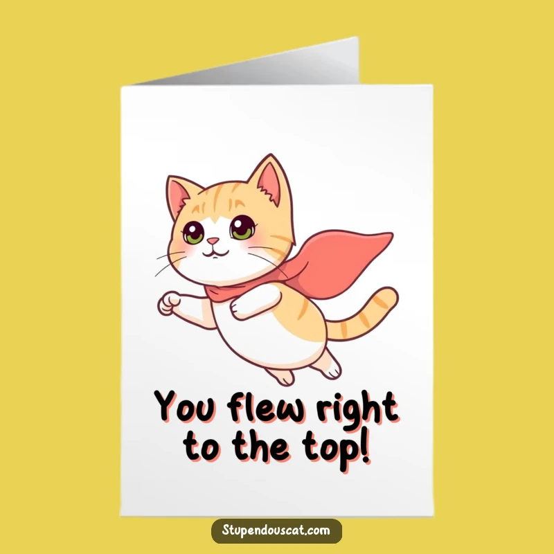 Free Printable Congrats Card: Flying Cat Superhero Funny Downloadable Gift