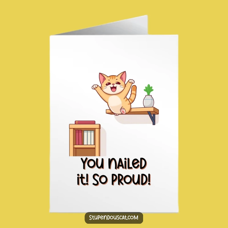 Free Printable Congrats Card: Funny Cat Jump - Amazing Downloadable Gift