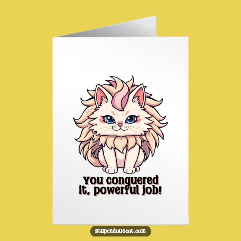 Free Printable Congrats Card: Majestic Lion Cat - Powerful Downloadable