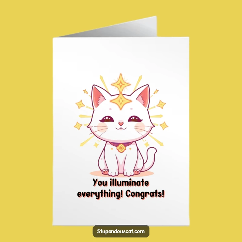 Free Printable Congrats Card: Radiant Cat Illuminates Success
