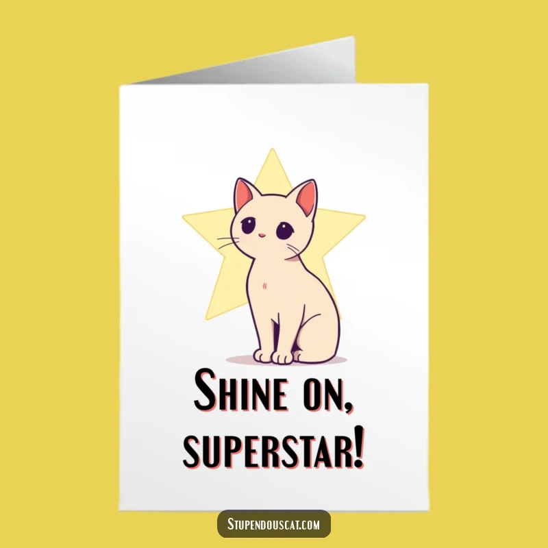 Free Printable Congrats Card: Shining Star Cat, stellar downloadable gift!